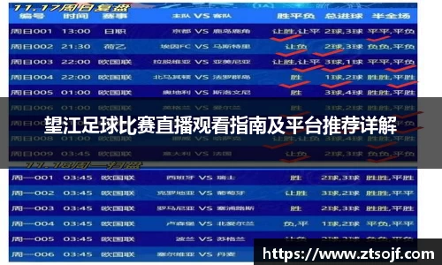 望江足球比赛直播观看指南及平台推荐详解